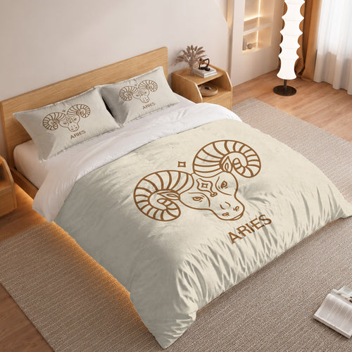 Aries Minimalist Boho Line Art Duvet Cover Bedding Set 2