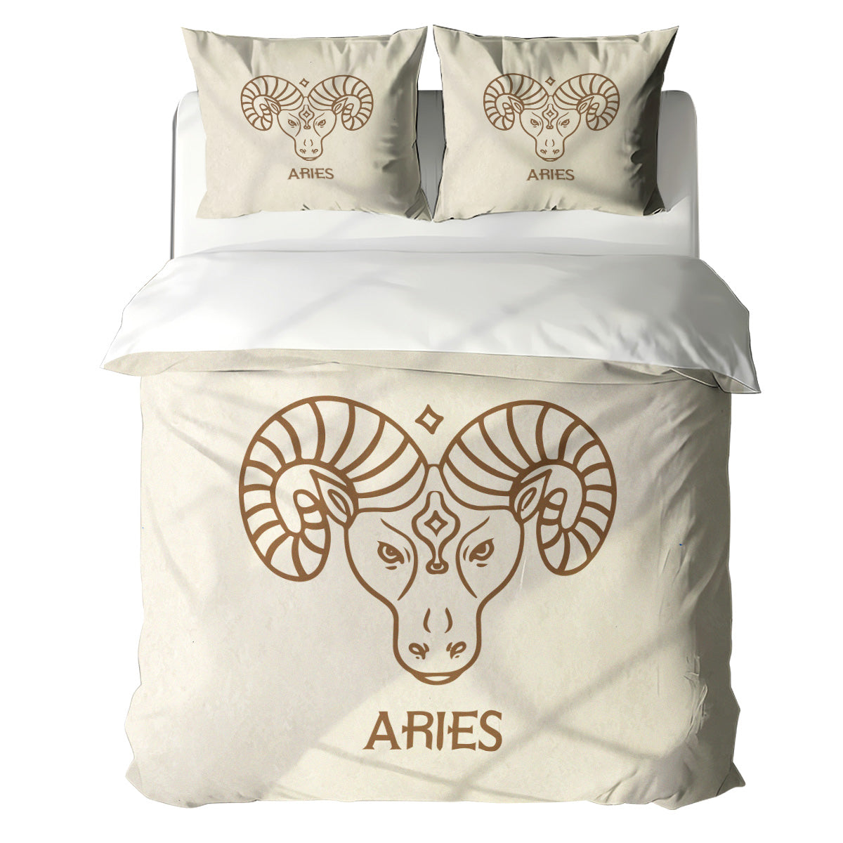 Aries Minimalist Boho Line Art Duvet Cover Bedding Set