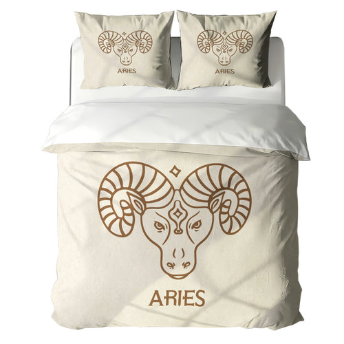 Aries Minimalist Boho Line Art Duvet Cover Bedding Set