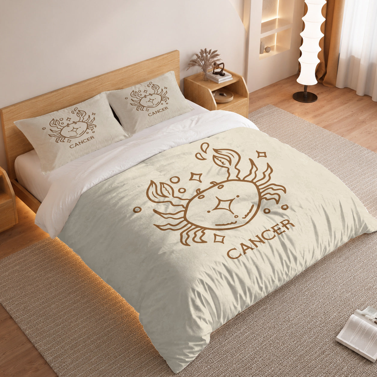 Cancer Minimalist Boho Line Art Duvet Cover Bedding Set 2