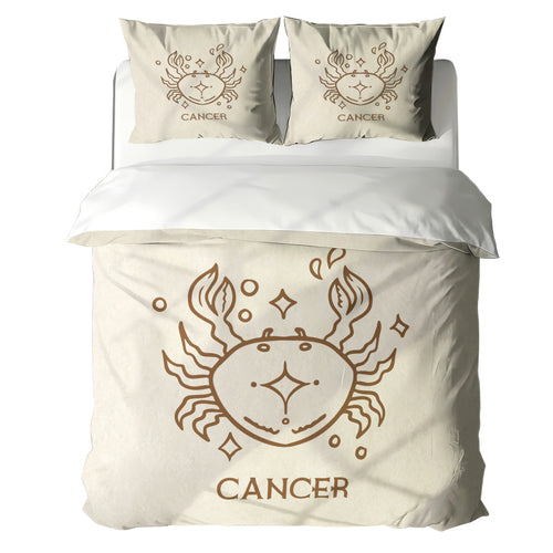 Cancer Minimalist Boho Line Art Duvet Cover Bedding Set