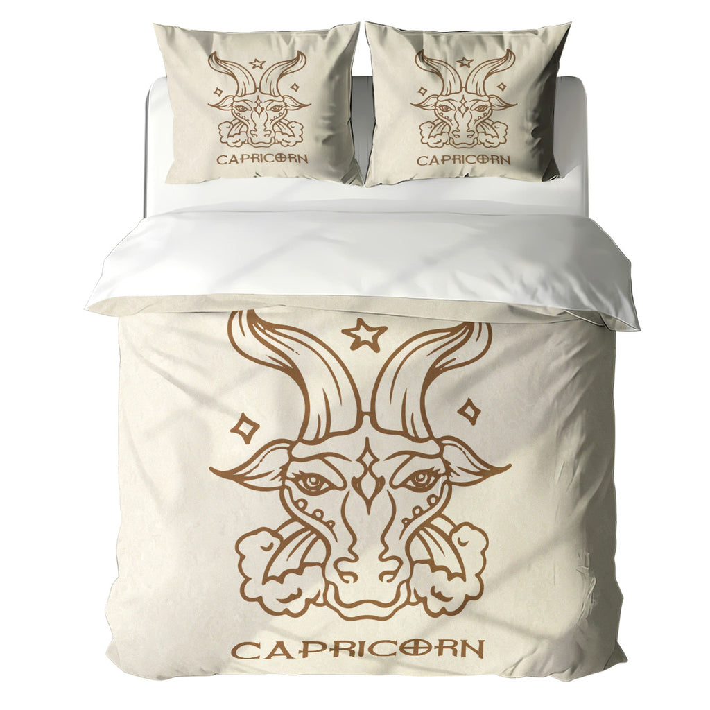 Capricorn Minimalist Boho Line Art Duvet Cover Bedding Set