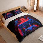 Gamer Duvet Cover Set with Red and Blue Neon Controller 2