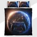 Gamer Duvet Cover Set with Cosmic Galaxy Controller