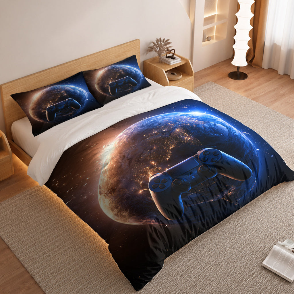 Gamer Duvet Cover Set with Cosmic Galaxy Controller 2