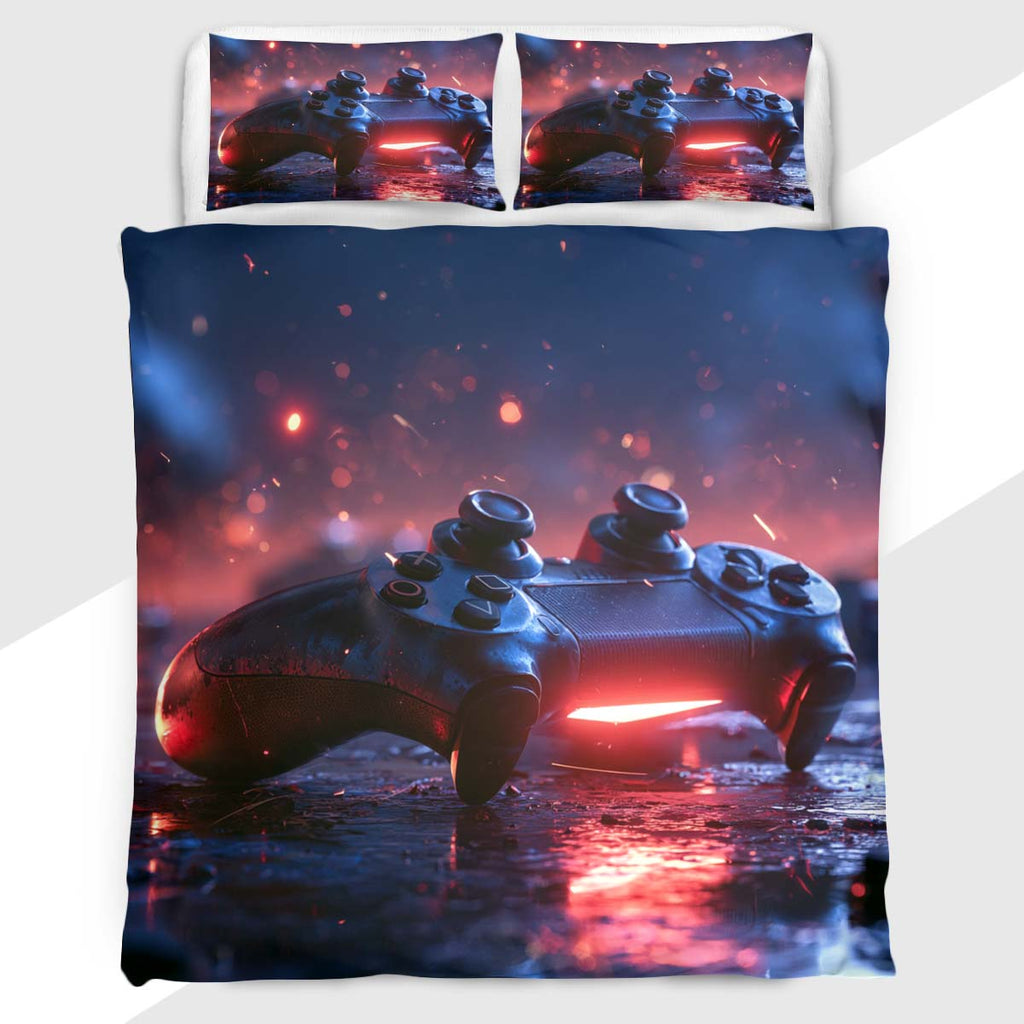 Gamer Duvet Cover Set with Futuristic Controller Light