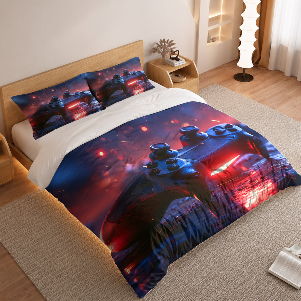 Gamer Duvet Cover Set with Futuristic Controller Light 2