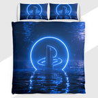 Gamer Duvet Cover Set with PlayStation Blue Neon Light