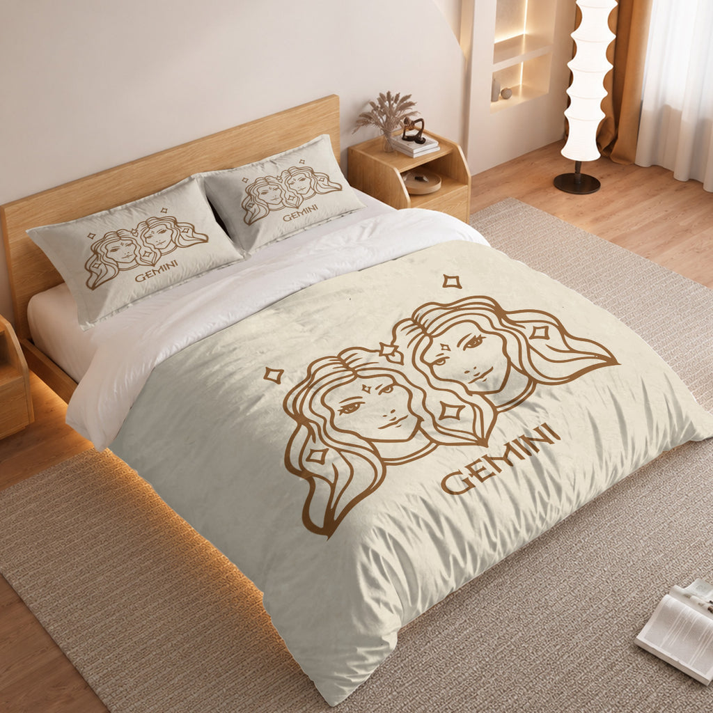 Gemini Minimalist Boho Line Art Duvet Cover Bedding Set 2