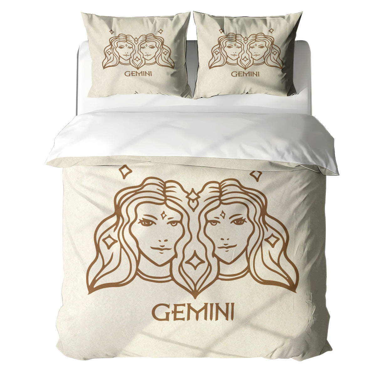 Gemini Minimalist Boho Line Art Duvet Cover Bedding Set