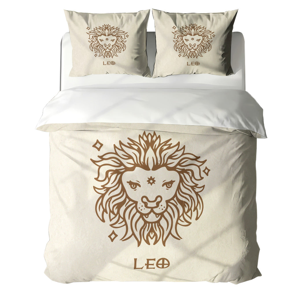 Leo Minimalist Boho Line Art Duvet Cover Bedding Set