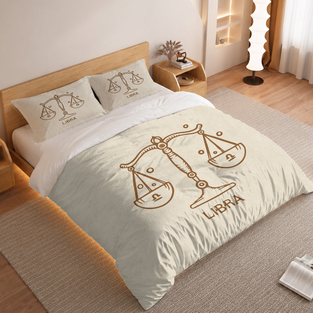 Libra Minimalist Boho Line Art Duvet Cover Bedding Set 2