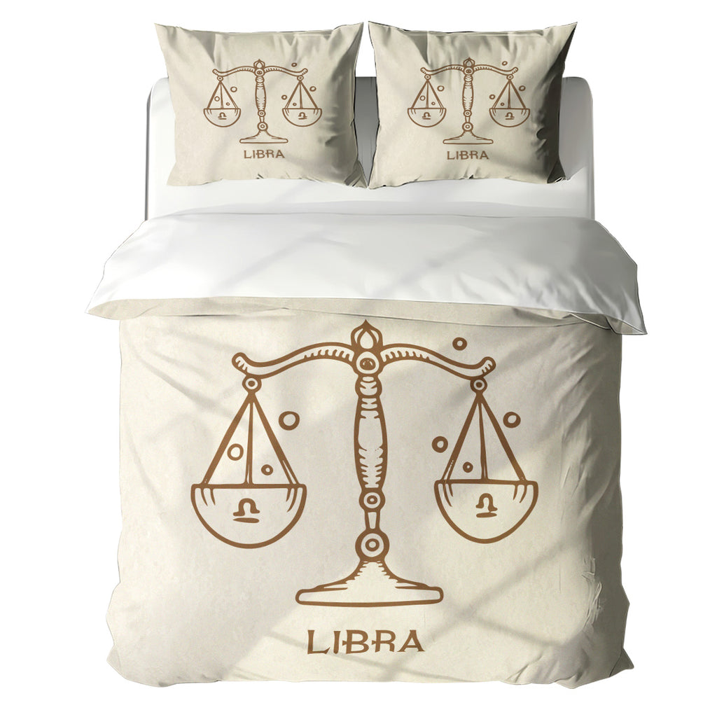 Libra Minimalist Boho Line Art Duvet Cover Bedding Set