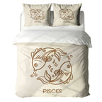 Pisces Minimalist Boho Line Art Duvet Cover Bedding Set