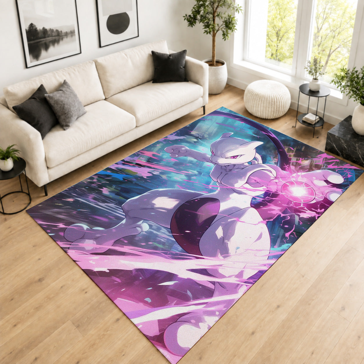 Pokemon Mewtwo Psychic Power Area Rug