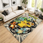 Pokemon Kanto Starters Comic Style Area Rug