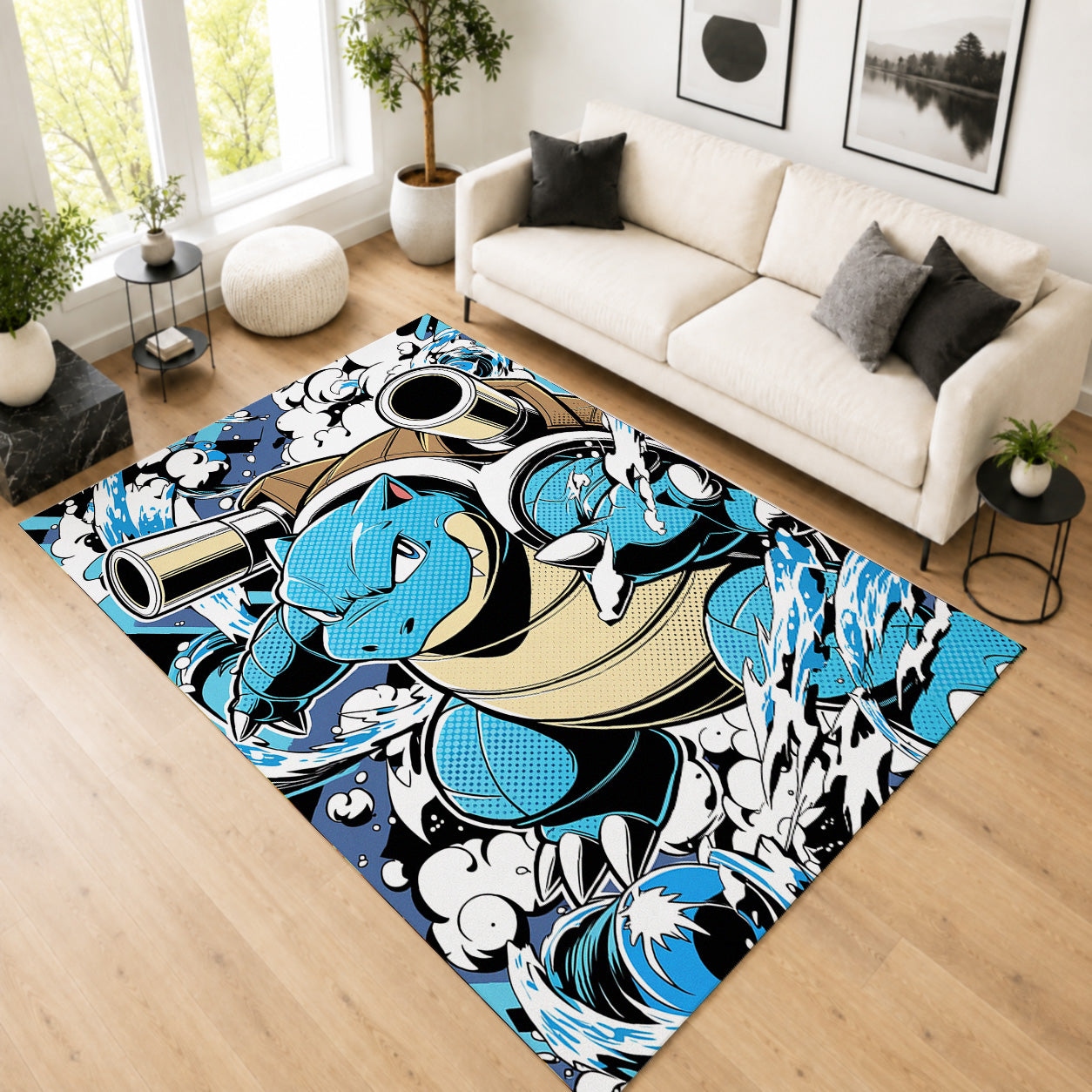 Pokemon Blastoise Water Splash Area Rug 2