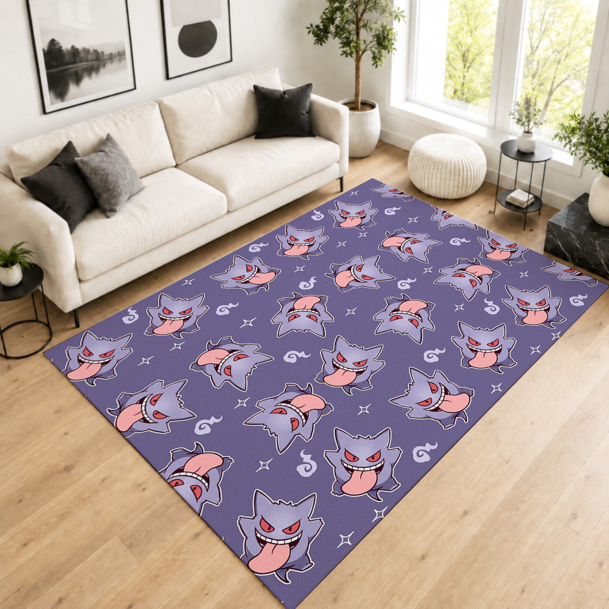 Pokemon Gengar Pattern Repeat Area Rug
