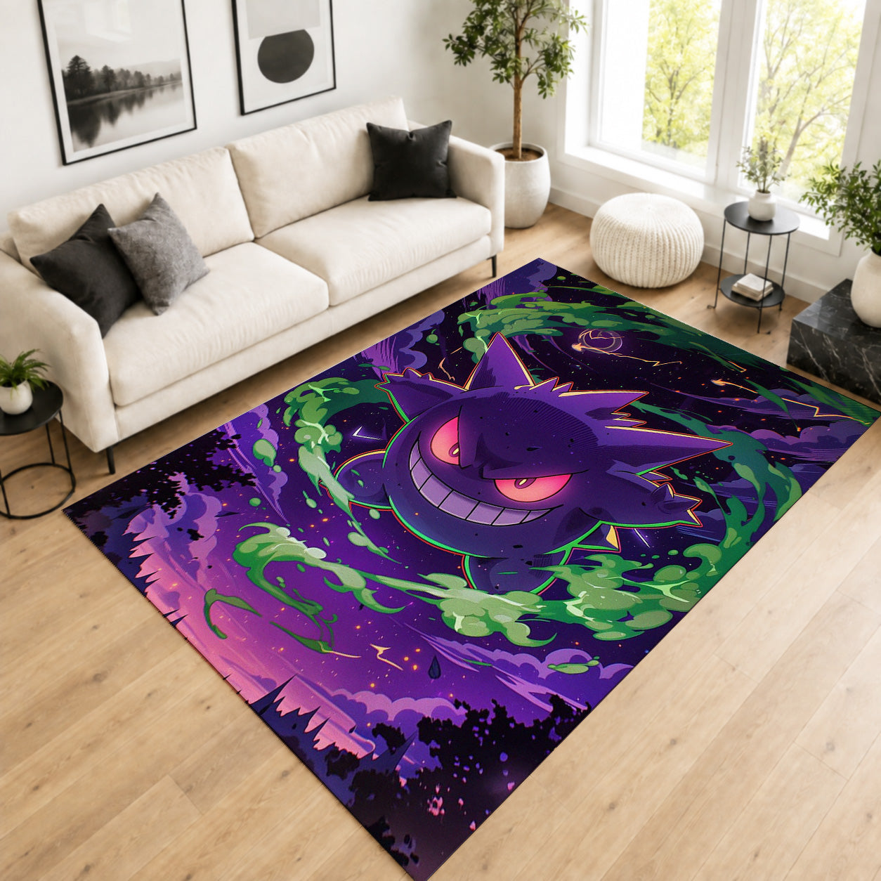 Pokemon Gengar Ghost Purple Aura Area Rug