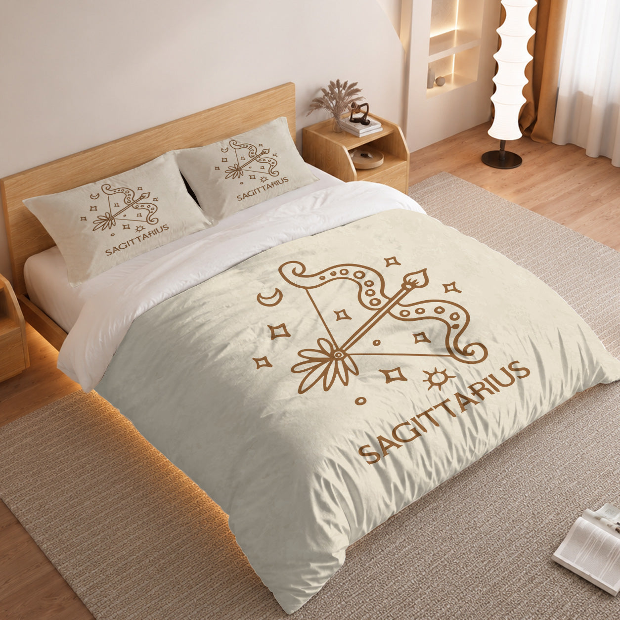 Sagittarius Minimalist Boho Line Art Duvet Cover Bedding Set 2