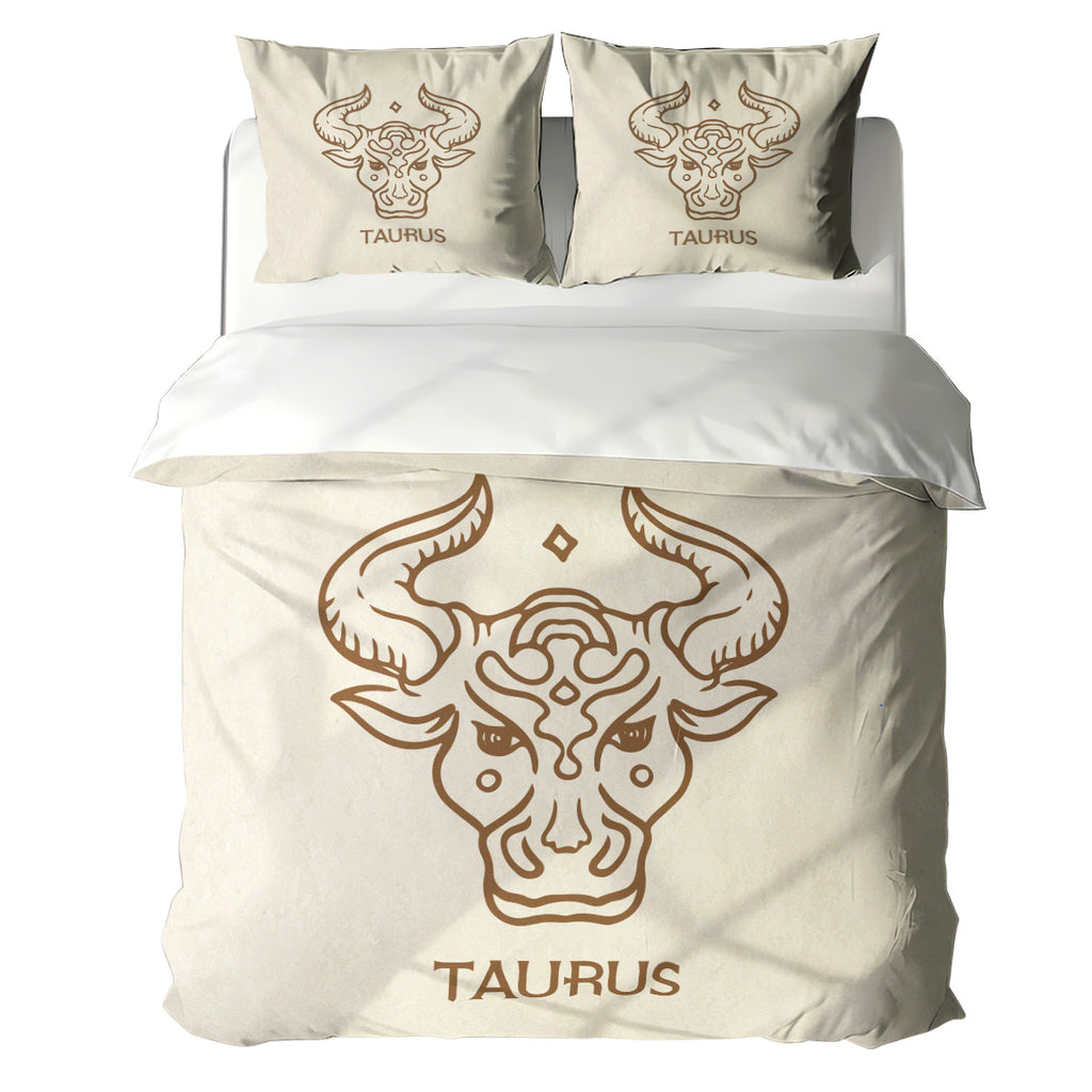 Taurus Minimalist Boho Line Art Duvet Cover Bedding Set