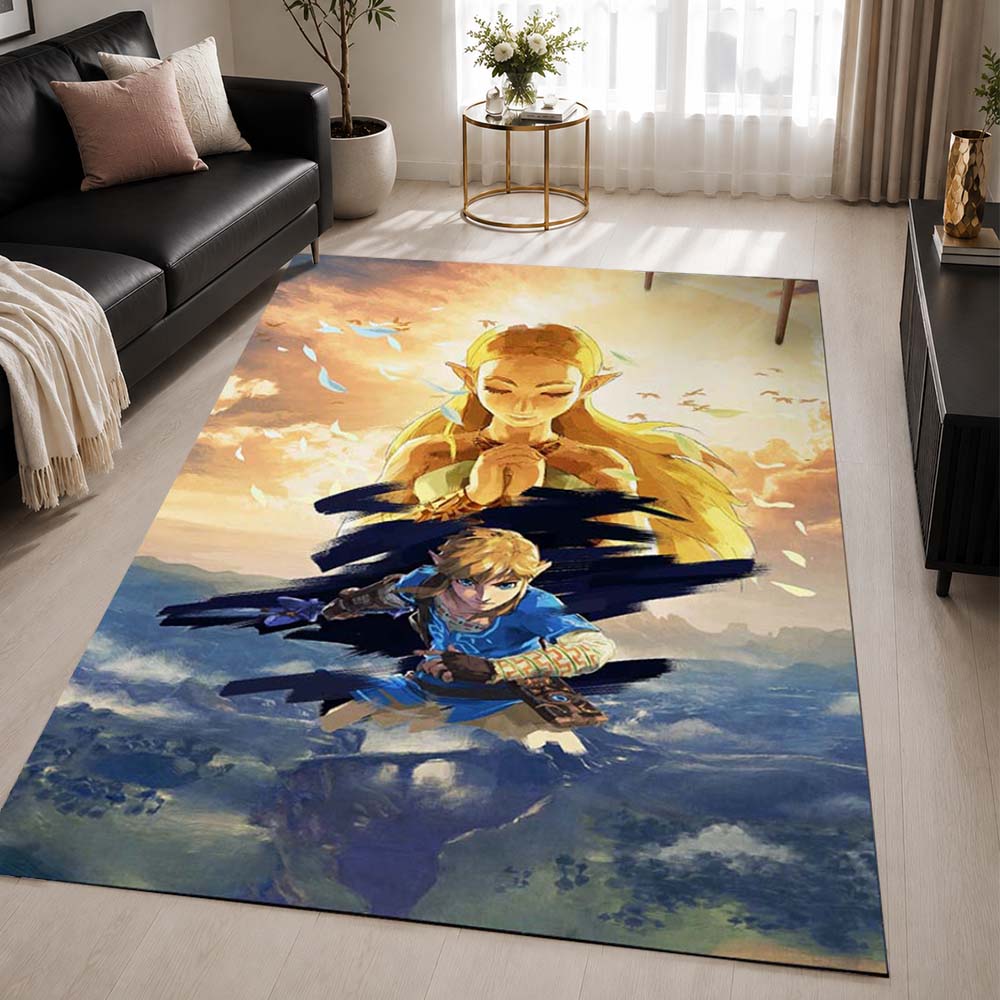 The Legend of Zelda Link And Zelda Princess All Characters 4 Area Rug - The Legend of Zelda Floor Mat