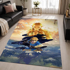 The Legend of Zelda Link And Zelda Princess All Characters 4 Area Rug - The Legend of Zelda Floor Mat