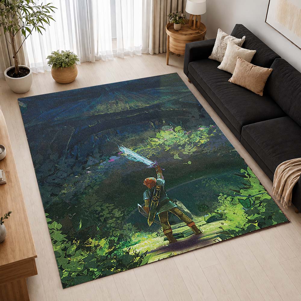 The Legend of Zelda Link in the forest Area Rug - The Legend of Zelda Floor Mat 2