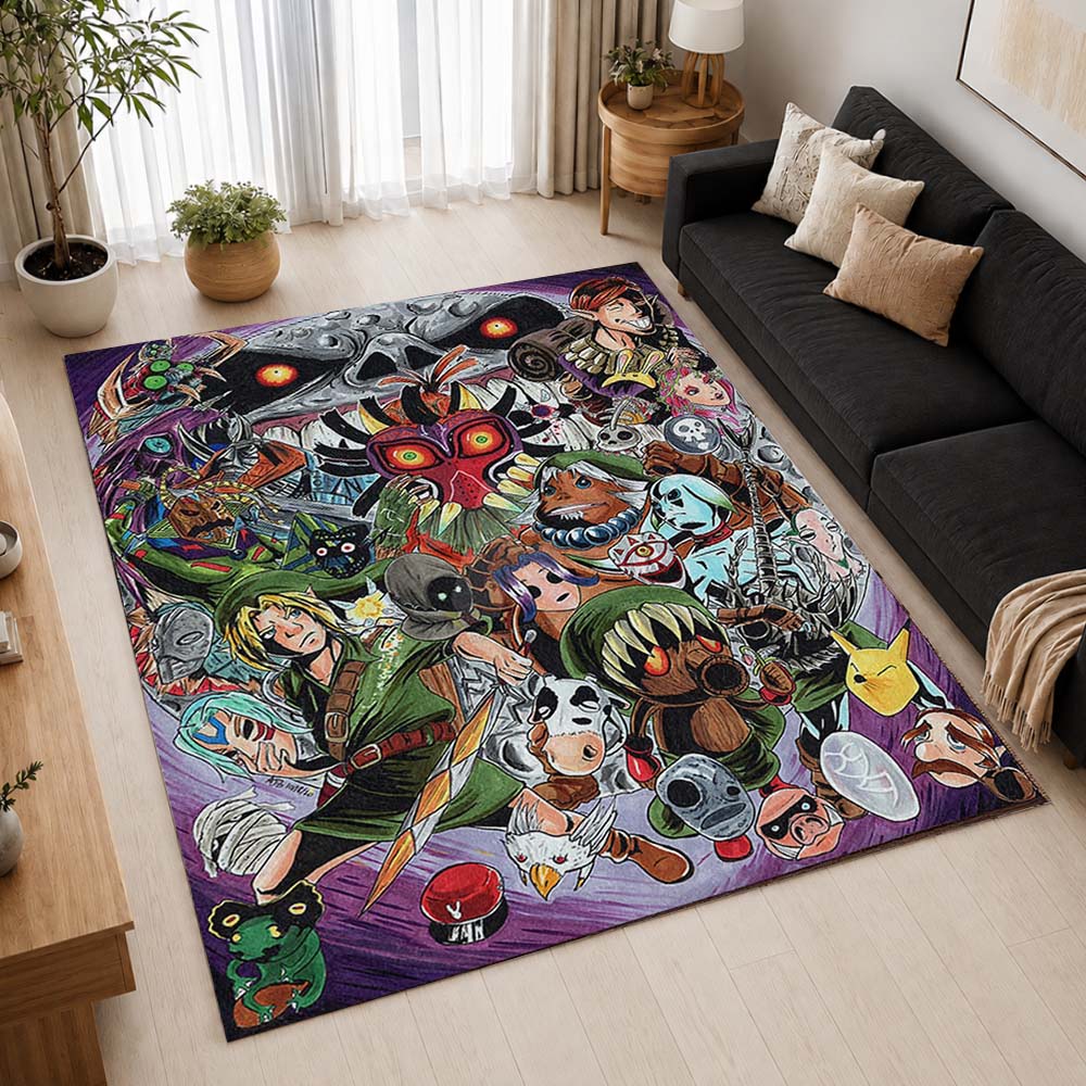 The Legend of Zelda Majoras Mask Skull Kid Link and other characters Area Rug - The Legend of Zelda Floor Mat 2