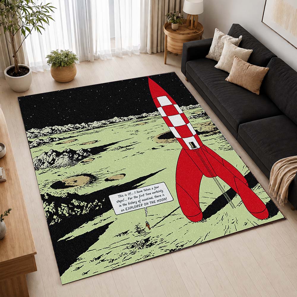 The Moon Rocket The Adventures of Tintin 1 Area Rug - The Adventures of Tintin Floor Mat 2