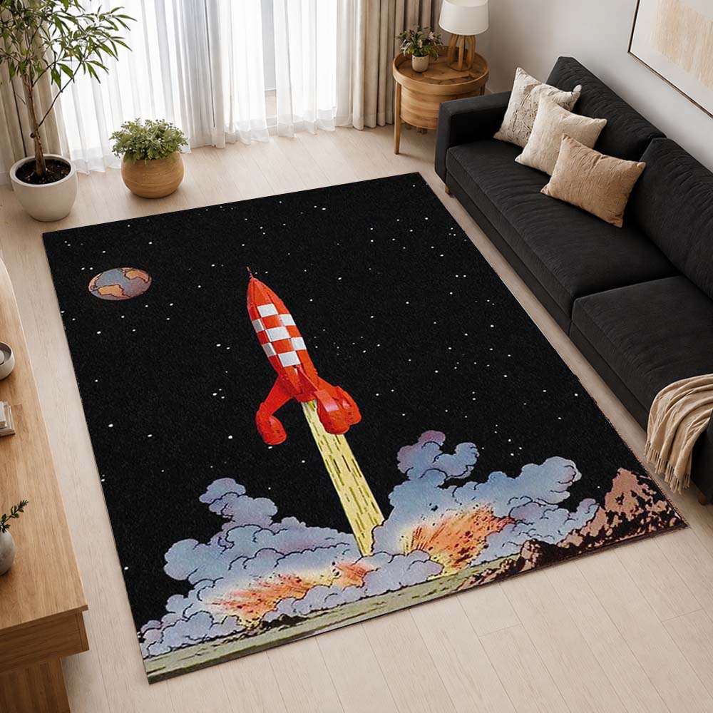 The Moon Rocket The Adventures of Tintin 5 Area Rug - The Adventures of Tintin Floor Mat 2