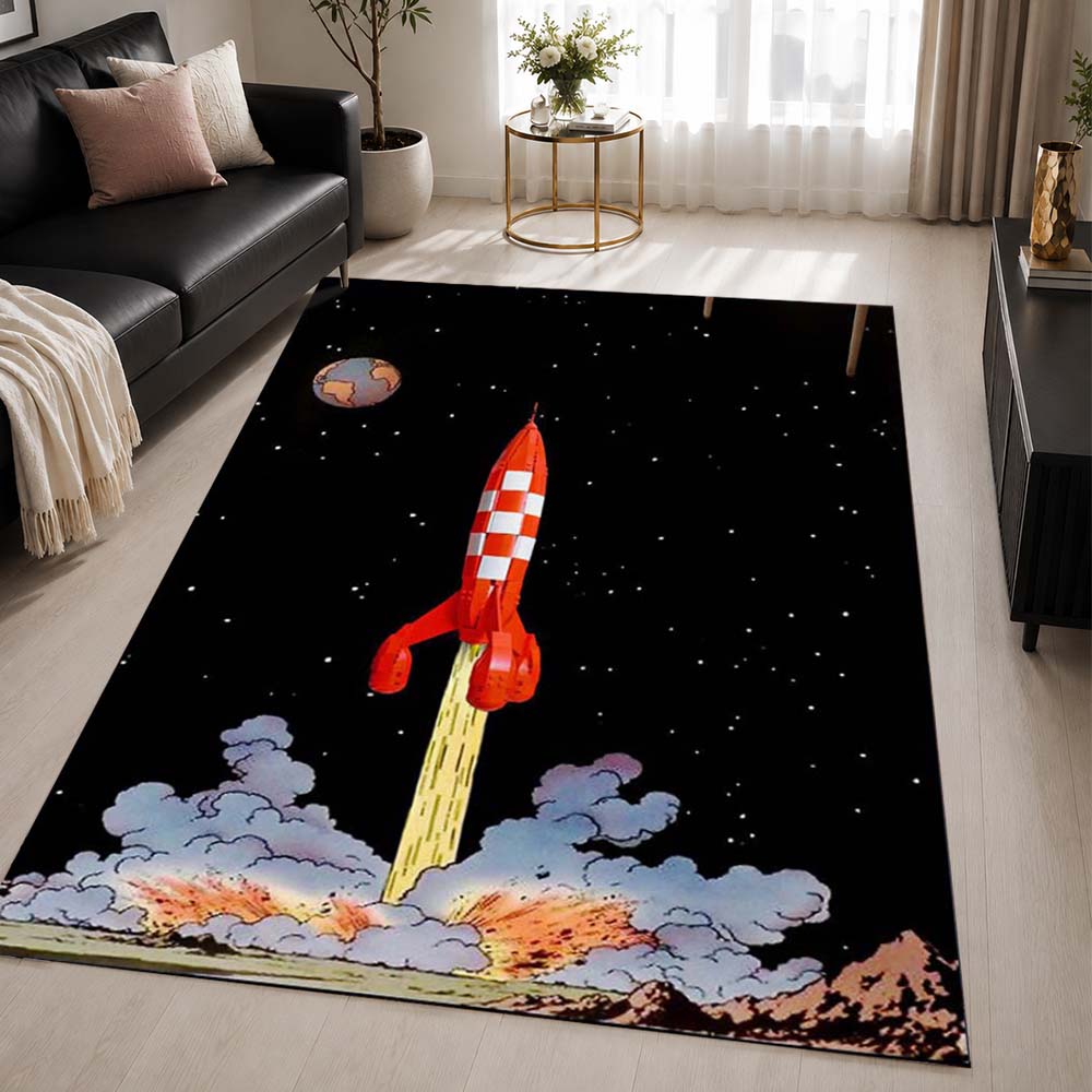 The Moon Rocket The Adventures of Tintin 5 Area Rug - The Adventures of Tintin Floor Mat