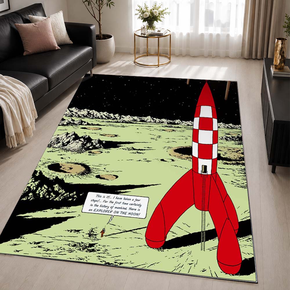 The Moon Rocket The Adventures of Tintin 1 Area Rug - The Adventures of Tintin Floor Mat