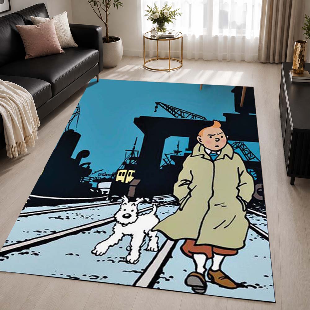 Tintin and Milou Snowy 3 Area Rug - The Adventures of Tintin Floor Mat