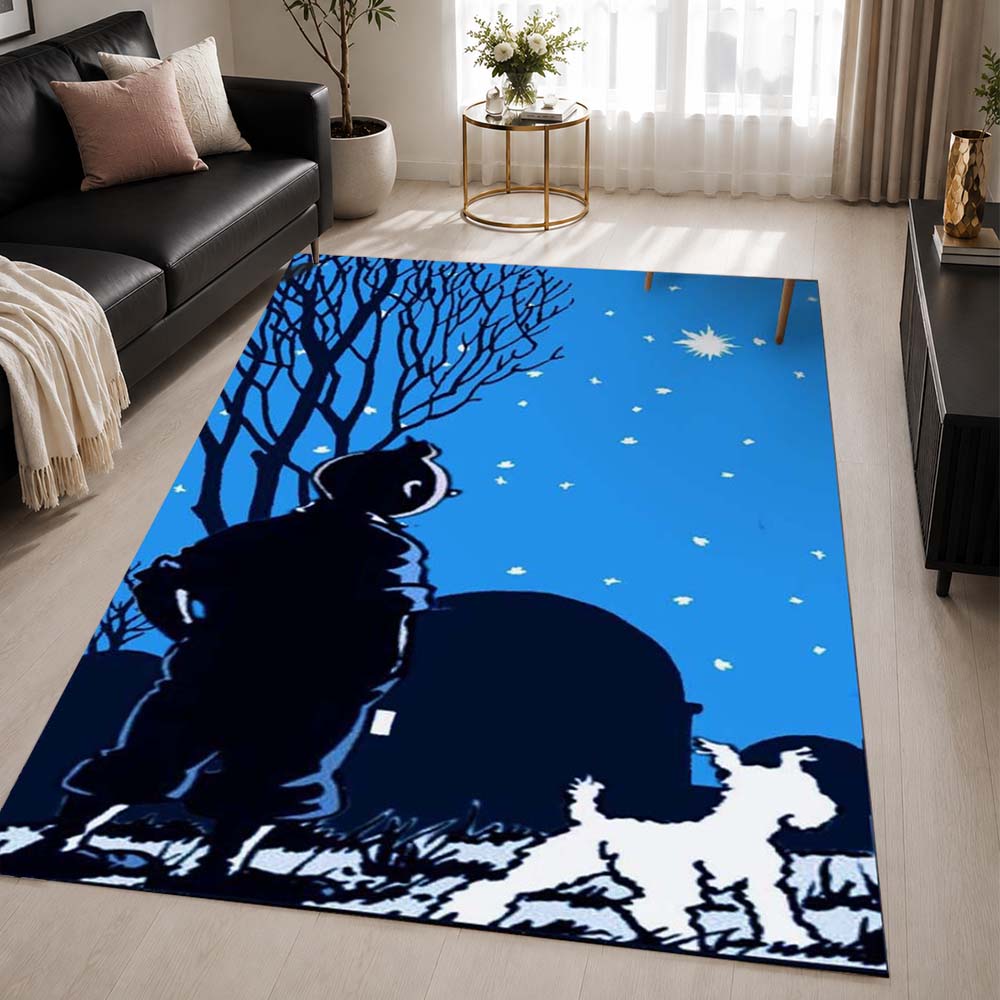 Tintin and Milou Snowy 1 Area Rug - The Adventures of Tintin Floor Mat