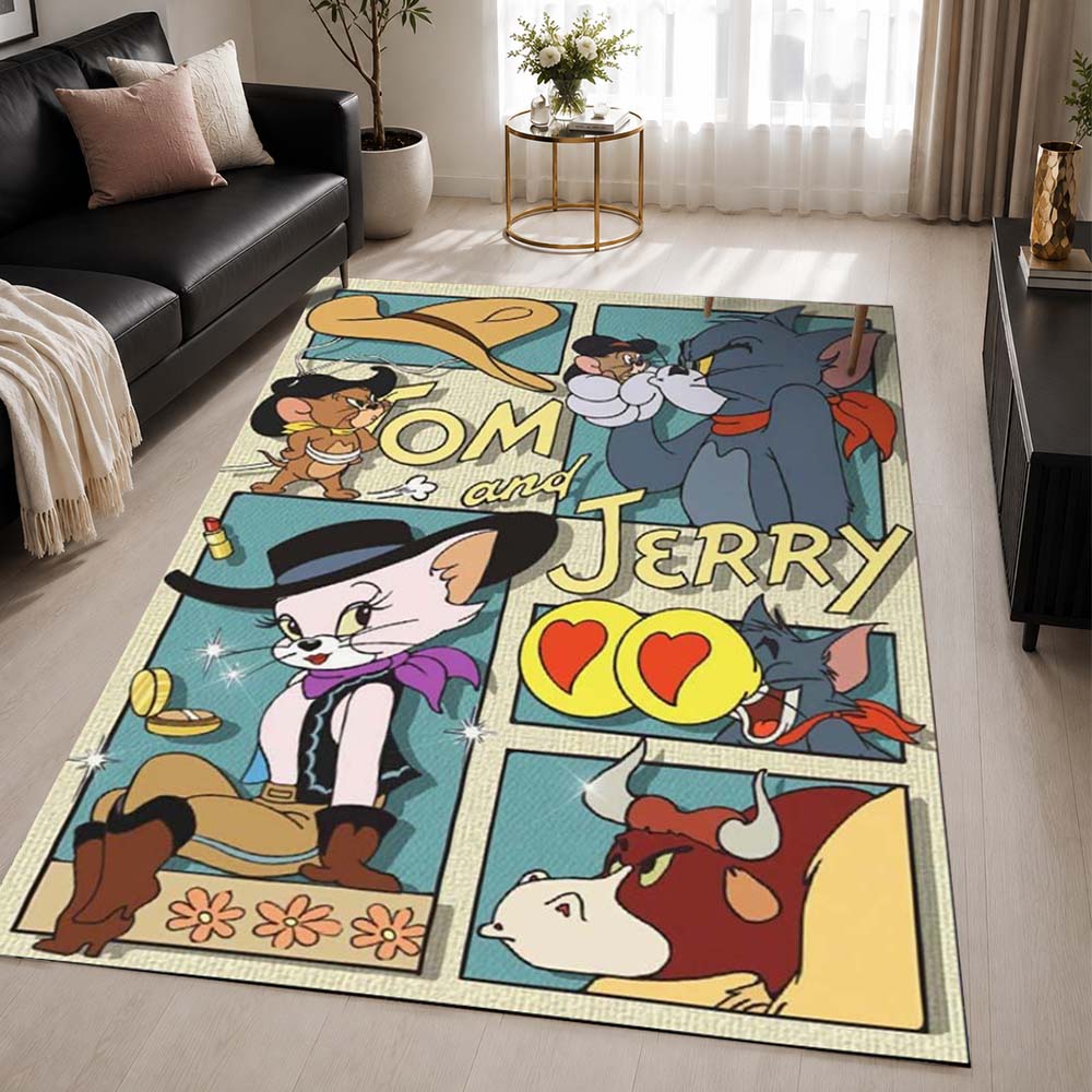 Tom And Jerry Cartoon Characters 15 Area Rug - Tom and Jerry Floor Mat