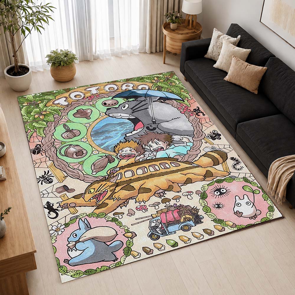 Totoro on the Bus 1 Area Rug - My Neighbor Totoro Floor Mat 2