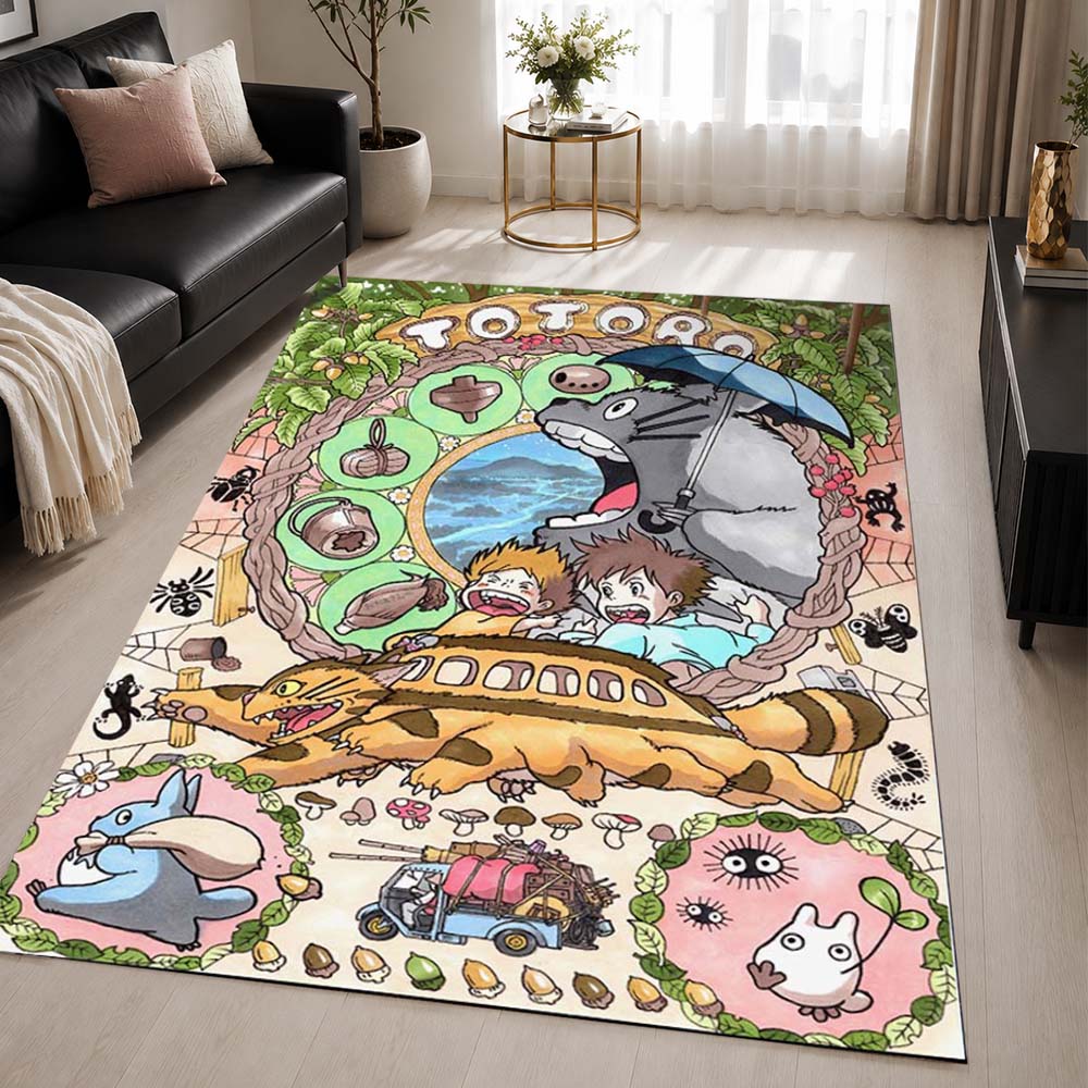 Totoro on the Bus 1 Area Rug - My Neighbor Totoro Floor Mat