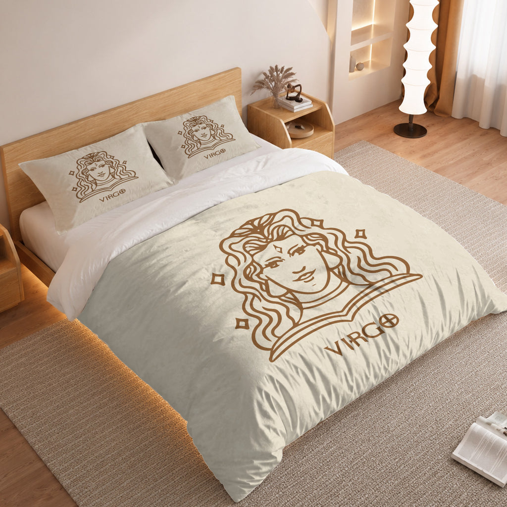 Virgo Minimalist Boho Line Art Duvet Cover Bedding Set 2