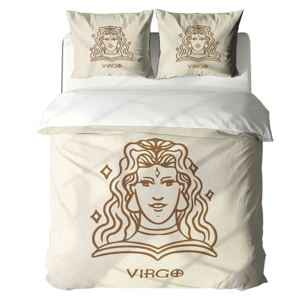 Virgo Minimalist Boho Line Art Duvet Cover Bedding Set