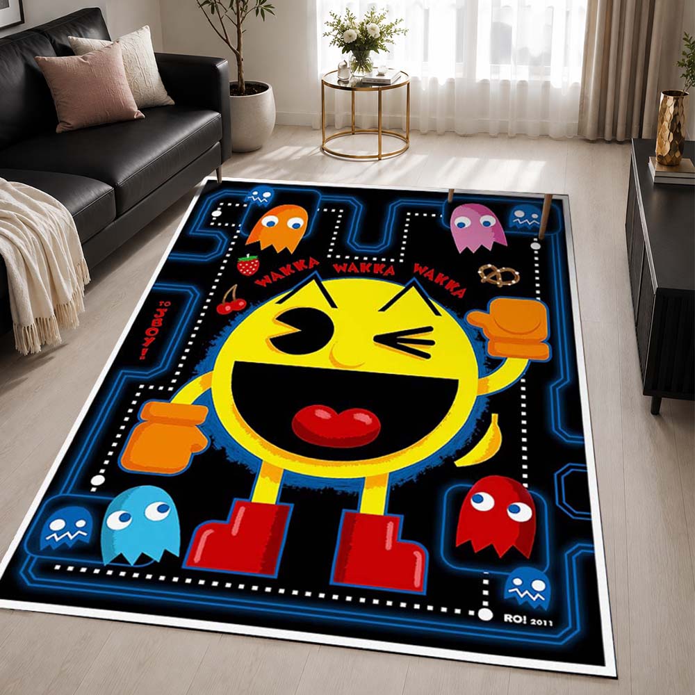 Waka Waka Pac Man and Ghosts in Pacman Game Area Rug - Pac-Man Floor Mat