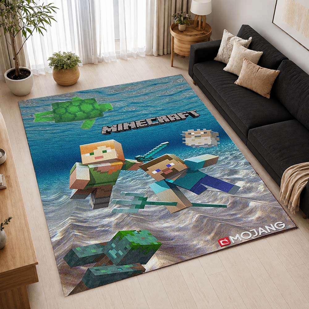 Underwater Minecraft Characters Area Rug - Minecraft Floor Mat 2